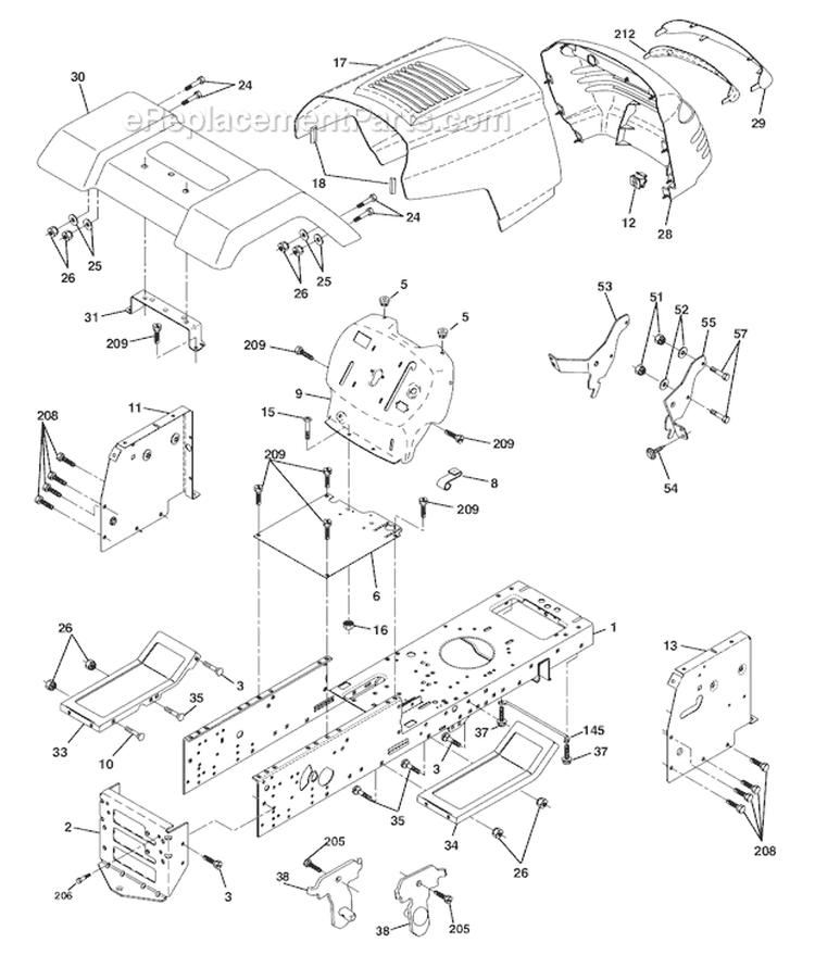 Page B Diagram and Parts List for WE12538M  Weed Eater Lawn Tractor